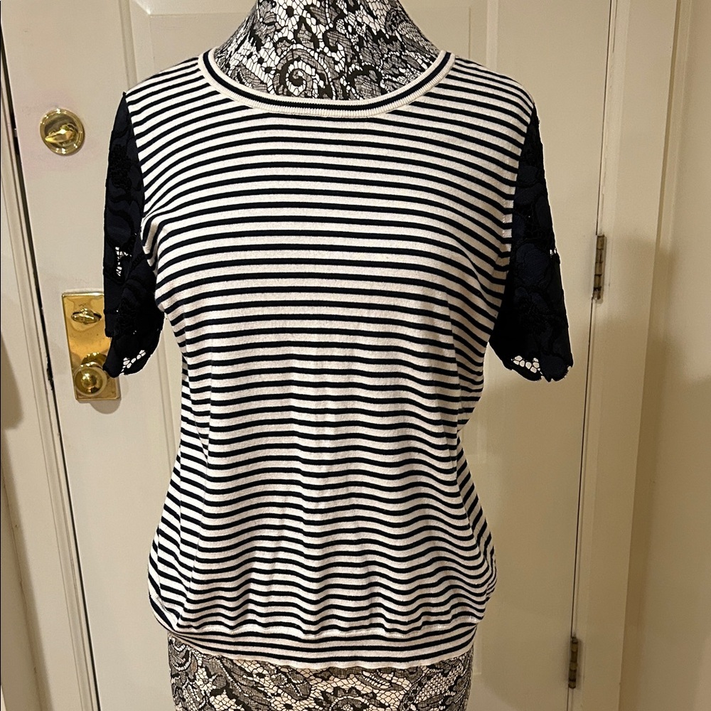 Chic Striped Black and White Women's Top